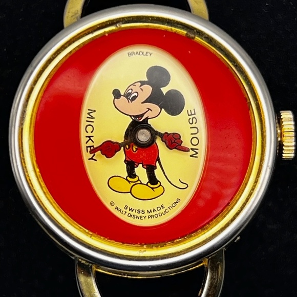 Vintage Bradley Collectable 70'S Mickey Mouse Mechanical Red Gold Ladies watch - Picture 5 of 9